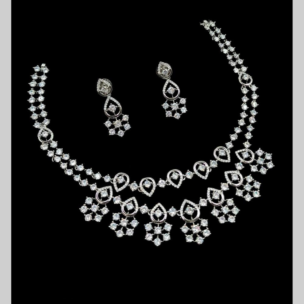 NAFJ Glamorous Austrian Stone Double Layer Designer Necklace Set