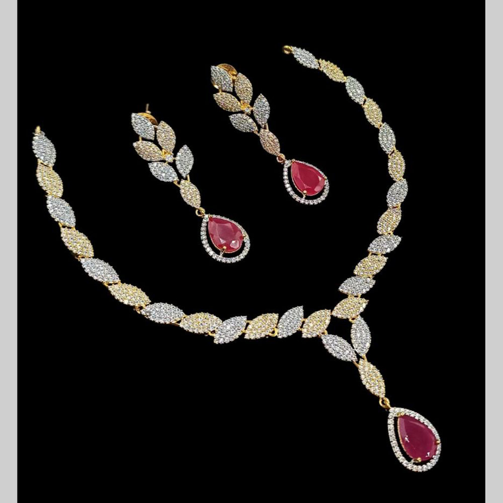 NAFJ Glamorous Crystal Stone  And Austrian Stone Designer Necklace Set