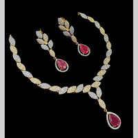 NAFJ Glamorous Crystal Stone  And Austrian Stone Designer Necklace Set