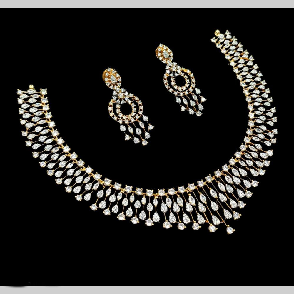 NAFJ Glamorous Crystal Stone  And Austrian Stone Designer Necklace Set