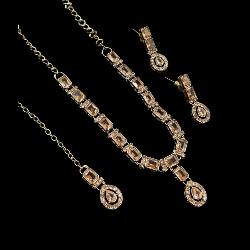 NAFJ Glamorous Crystal Stone Designer Necklace Set
