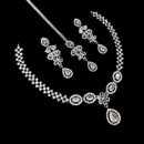 NAFJ Glamorous Crystal Stone And Austrian Stone Designer Necklace Set With Maangtikka
