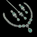 NAFJ Glamorous Crystal Stone And Austrian Stone Designer Necklace Set With Maangtikka