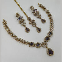 NAFJ Glamorous Crystal Stone And Austrian Stone Designer Necklace Set With Maangtikka