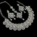 NAFJ Glamorous Crystal Stone And Austrian Stone Designer Necklace Set With Maangtikka