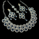 NAFJ Glamorous Crystal Stone And Austrian Stone Designer Necklace Set With Maangtikka