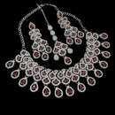 NAFJ Glamorous Crystal Stone And Austrian Stone Designer Necklace Set With Maangtikka