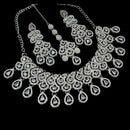 NAFJ Glamorous Crystal Stone And Austrian Stone Designer Necklace Set With Maangtikka