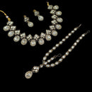 NAFJ Royal Pota Stone Necklace Set With Maangtikka
