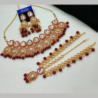 NAFJ Designer Kundan Stone Pearl And Beads Choker Necklace Set
