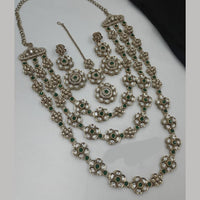 NAFJ Traditional Polki Kundan Stone Embellished Multilayer Necklace Set