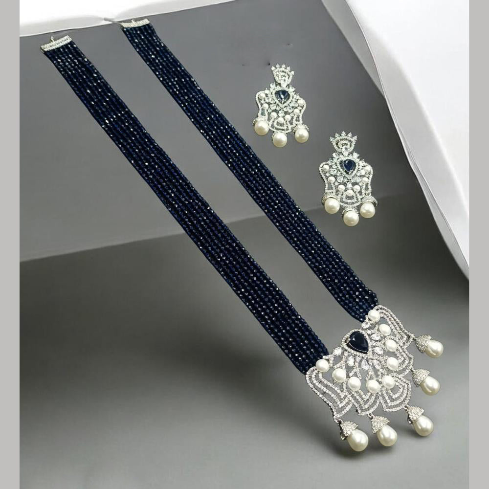 NAFJ Luxury Crystal Stone And Pearl Necklace Set for Women