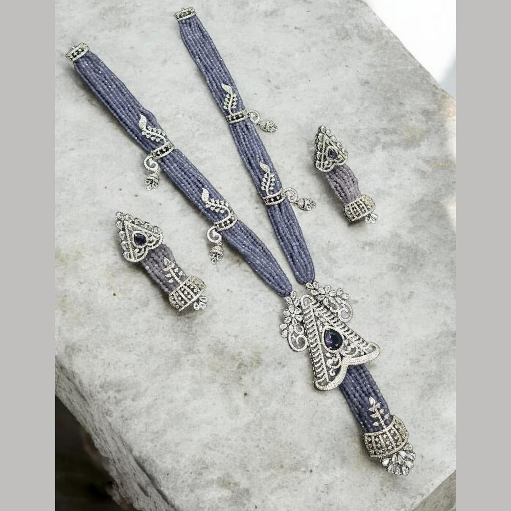 NAFJ Luxury Crystal Stone And Pearl Necklace Set for Women