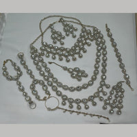 NAFJ Grand Crystal Stone And Austrian Stone Pearl And Beads Dreamy Bridal Set