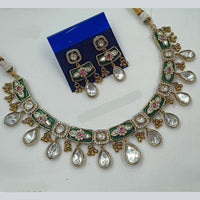 NAFJ Designer Polki Kundan Stone And Austrian Stone Necklace Set