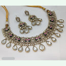 NAFJ Designer Polki Kundan Stone And Austrian Stone Necklace Set