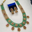 NAFJ Maharani Style Pota Stone And Pearl Necklace Set 