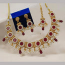NAFJ Maharani Style Pota Stone And Pearl Necklace Set 