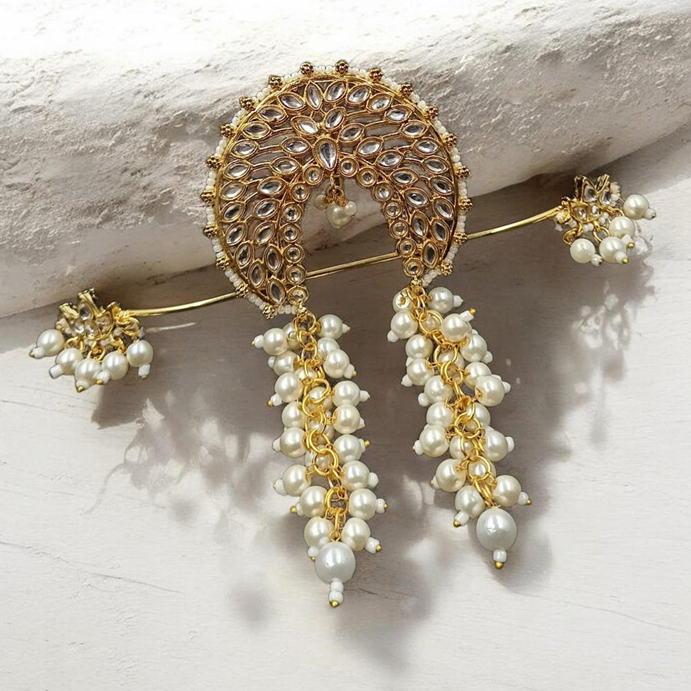 NAFJ Glamorous Kundan Stone Pearl Hair Accessories