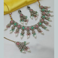 NAFJ Elegant Crystal Stone And Kundan Stone Beads Necklace Set