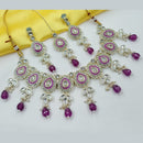 NAFJ Elegant Crystal Stone And Kundan Stone Beads Necklace Set