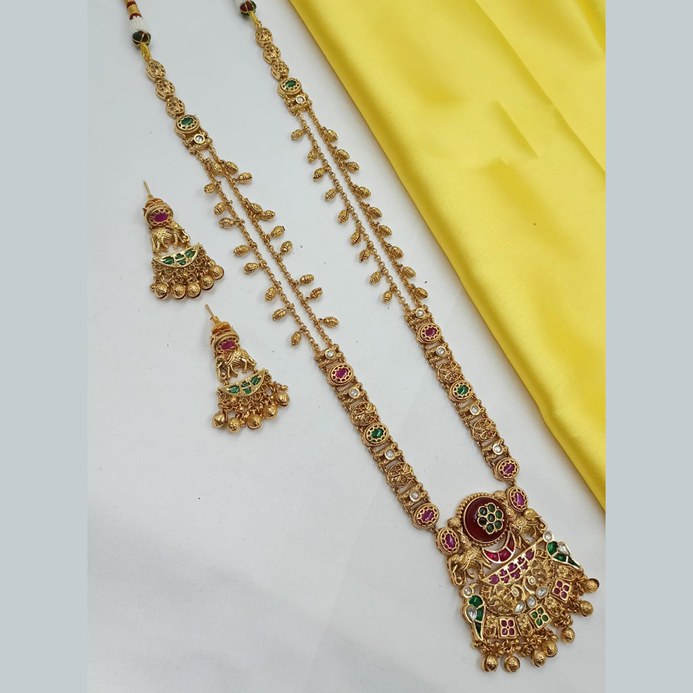 NAFJ Elegant Pota Stone And Pearl Long Necklace Set