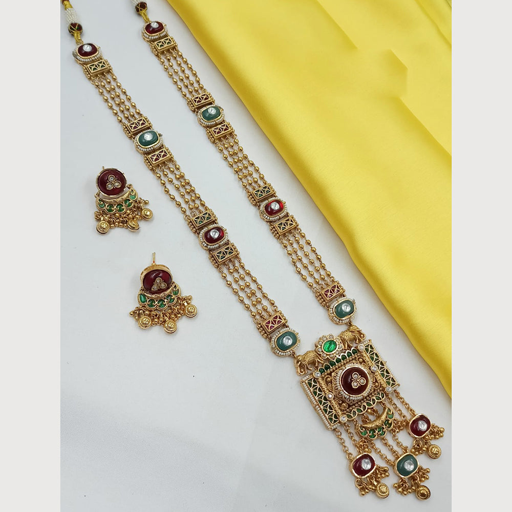 NAFJ Elegant Pota Stone And Pearl Long Necklace Set