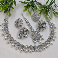 NAFJ Trendy Crystal Stone And Pearl Necklace Set 