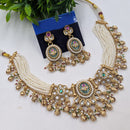 NAFJ Classic Pota Stone And Pearl Choker Necklace Set for Women