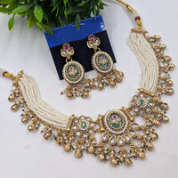 NAFJ Classic Pota Stone And Pearl Choker Necklace Set for Women