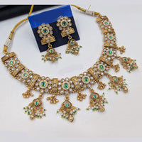 NAFJ Premium Pota Stone And Austrian Stone Pearl Necklace Set for Women