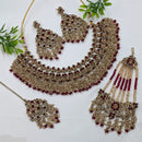 NAFJ Glamorous Austrian Stone And Pearl Necklace Set With Passa