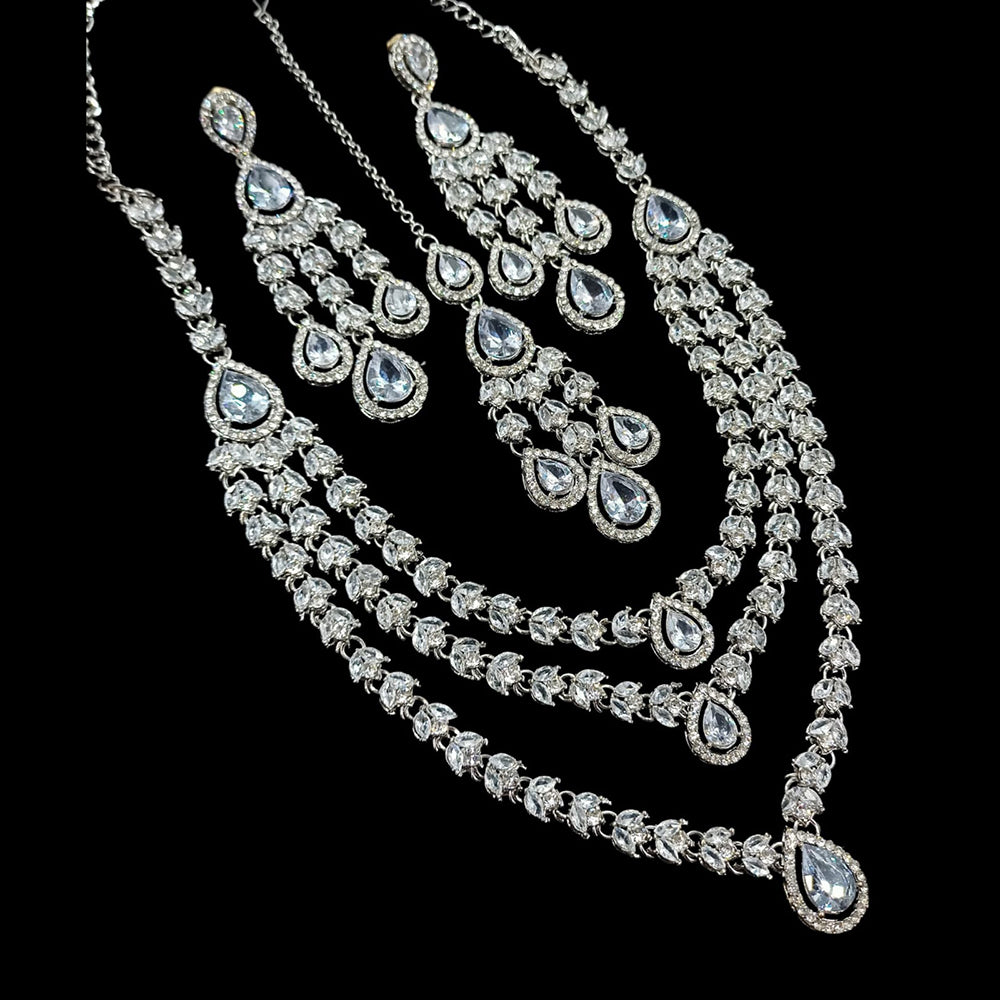 NAFJ Sparkling American Daimonds For Modern Elegance Necklace Set