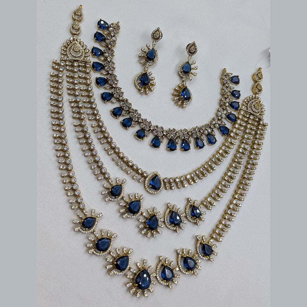 NAFJ Sparkling American Daimonds For Modern Elegance Double Necklace Set
