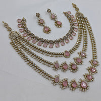 NAFJ Sparkling American Daimonds For Modern Elegance Double Necklace Set