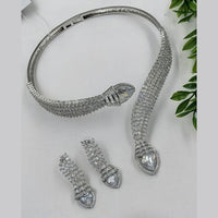 NAFJ Silver Plated American Daimonds For Modern Elegance Necklace Set