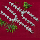 NAFJ Silver Plated Crystal Stone And Pearl Designer Hand Harness