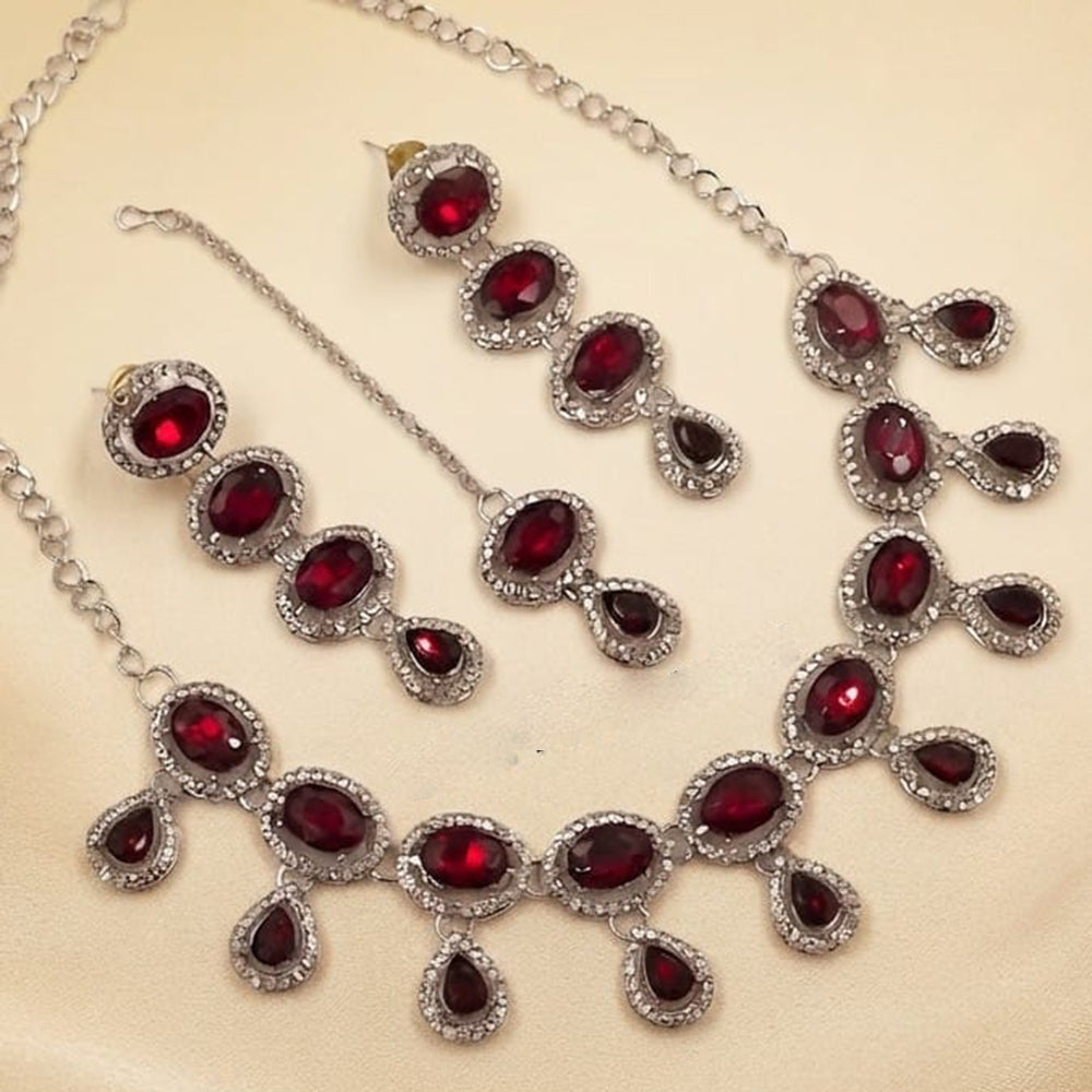 NAFJ Trendy Crystal Stone Necklace Set