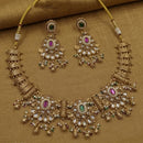 NAFJ Trendy Pota Stone And Pearl Necklace Set