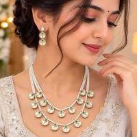 NAFJ Graceful Polki Kundan Stone And Pearl Necklace Set