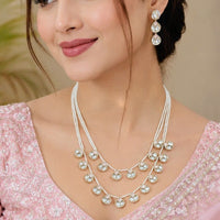 NAFJ Graceful Polki Kundan Stone And Pearl Necklace Set