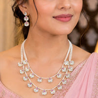 NAFJ Graceful Polki Kundan Stone And Pearl Necklace Set