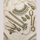 NAFJ Grand Kundan Stone Pearl And Beads Bridal Jewellery Set
