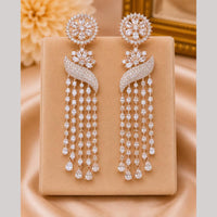 NAFJ Rose Gold Plated Crystal Stone Dangler Earrings for Women