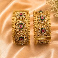 NAFJ Gold-Plated Pota Stone  Bangles Set for Women Traditional Indian Ethnic Jewelry (Copy)