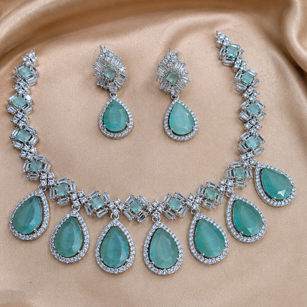 NAFJ Silver Plated Royal American Daimond Necklace Set
