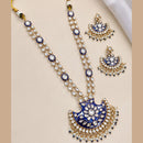 NAFJ Grand Polki Kundan Stone And Meenakari Long Necklace Set