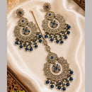 NAFJ Elegant Crystal Pearl And Beads Dangler Earrings With Matching Maangtikka