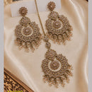 NAFJ Elegant Crystal Pearl And Beads Dangler Earrings With Matching Maangtikka
