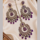 NAFJ Elegant Crystal Pearl And Beads Dangler Earrings With Matching Maangtikka